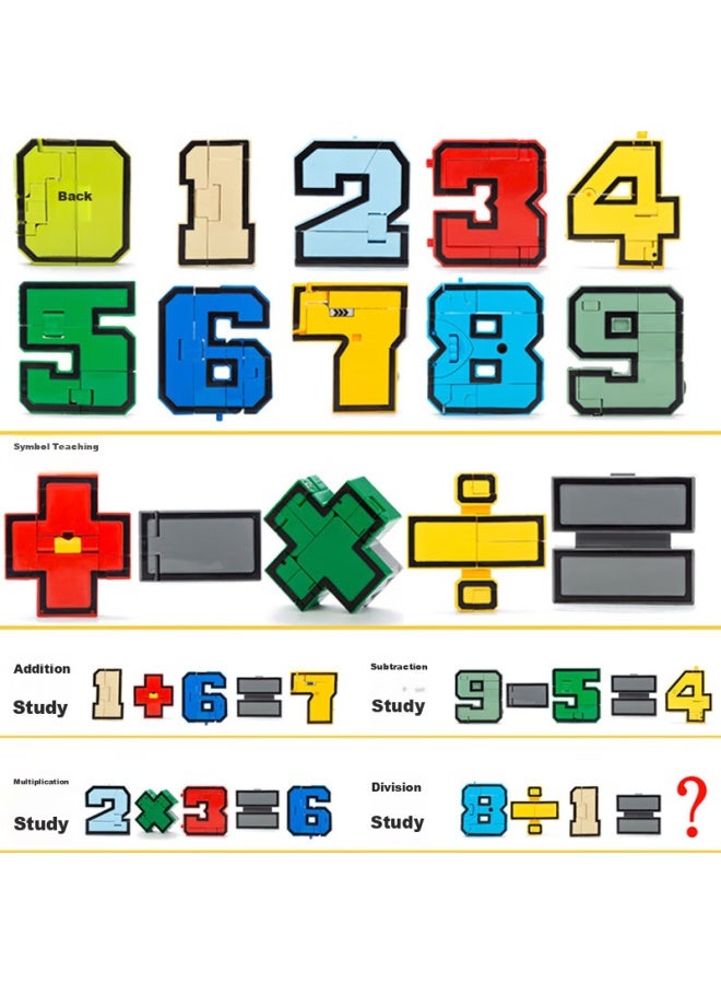 Xinlexin Digital Transforming Toy Robot, Jinguang Combination Letter Building Blocks, 3 Years Old Combination, 10 Numbers, 5 Symbols - Image 4