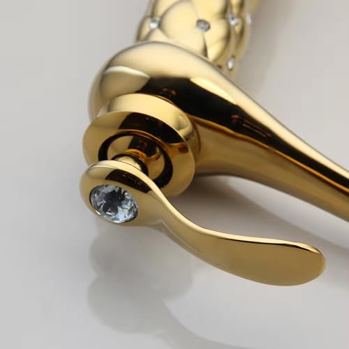 B Backline Wash Basin Mixer Tap Brass Bathroom Basin Faucet Single Handle Hot & Cold Waterfall Lavatory Sink Faucet for Living Room & Bathrooms (Gold Long Body 2) - Image 4