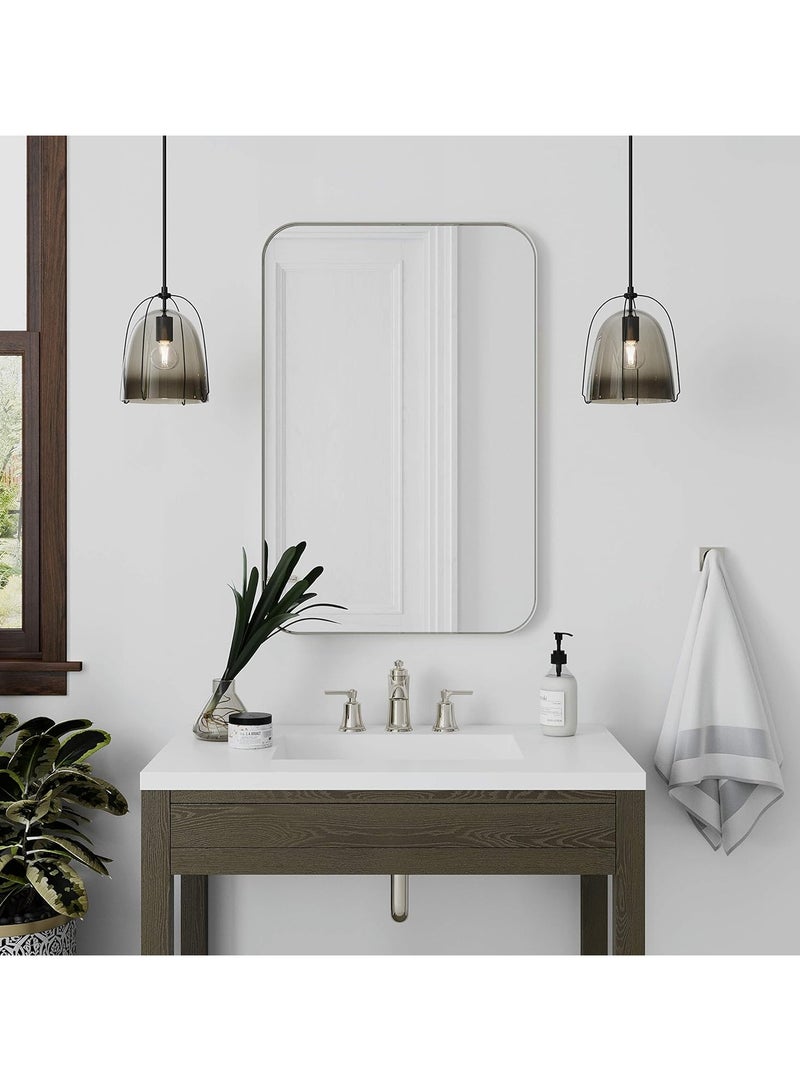 سبيس مرآة Better Bevel بإطار معدني من النيكل مقاس 24 بوصة × 36 بوصة | مرآة حائط حمام مستطيلة الشكل | زاوية مستديرة - Image 5