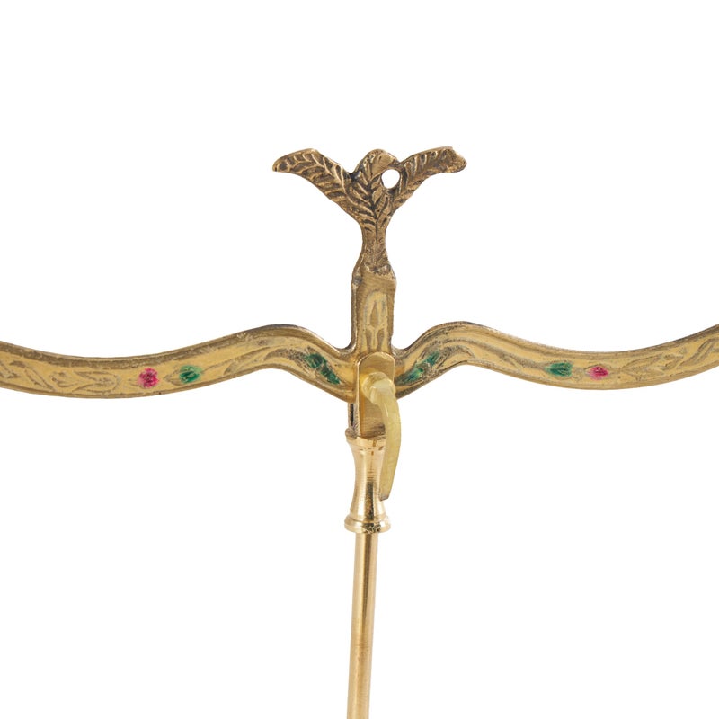 Deco 79 ديكو 79 موازين زخرفية معدنية صغيرة على الطراز العتيق مع لمسات زهرية حمراء وخضراء، 12" × 4" × 12"، ذهبي - Image 4