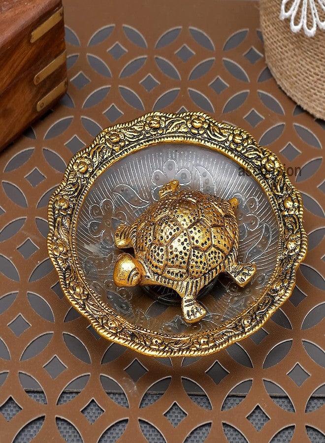 ascension Crafts Metal Feng Shui Tortoise on Plate Showpiece Tortoise for Good Luck Kachuwa Good Luck Home Decorative Items Decorative Items for Living Room & Feng Shui Items for Home - Image 1