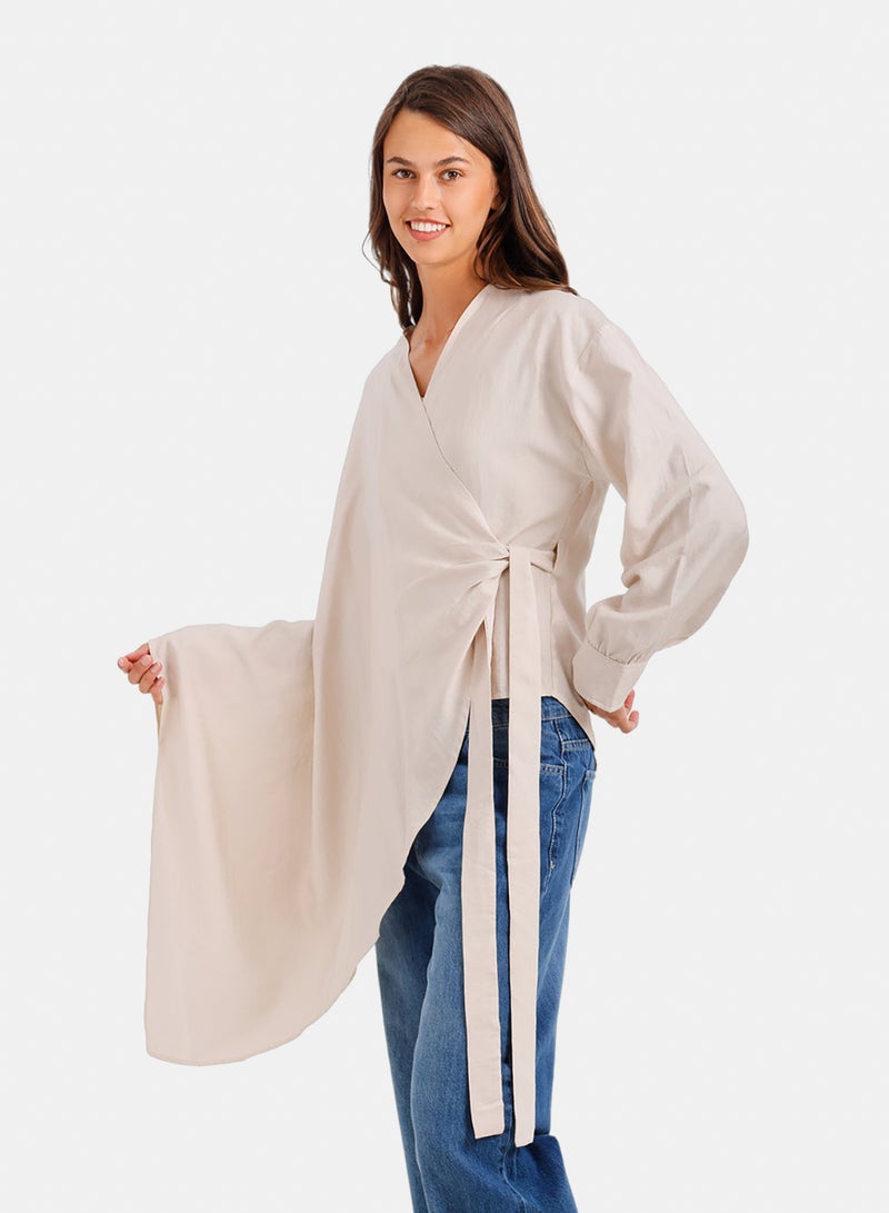 Carina Asymmetrical Wrap Blouse - Image 3