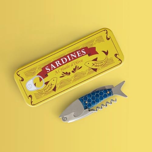 Balvi Sardines Corkscrew and Bottle Opener with Blue Tin Box Durable Metal Design EasytoUse Wine and Beer Opener Ideal for Home Bars and Parties Sacacorchos Sardinas - Image 3