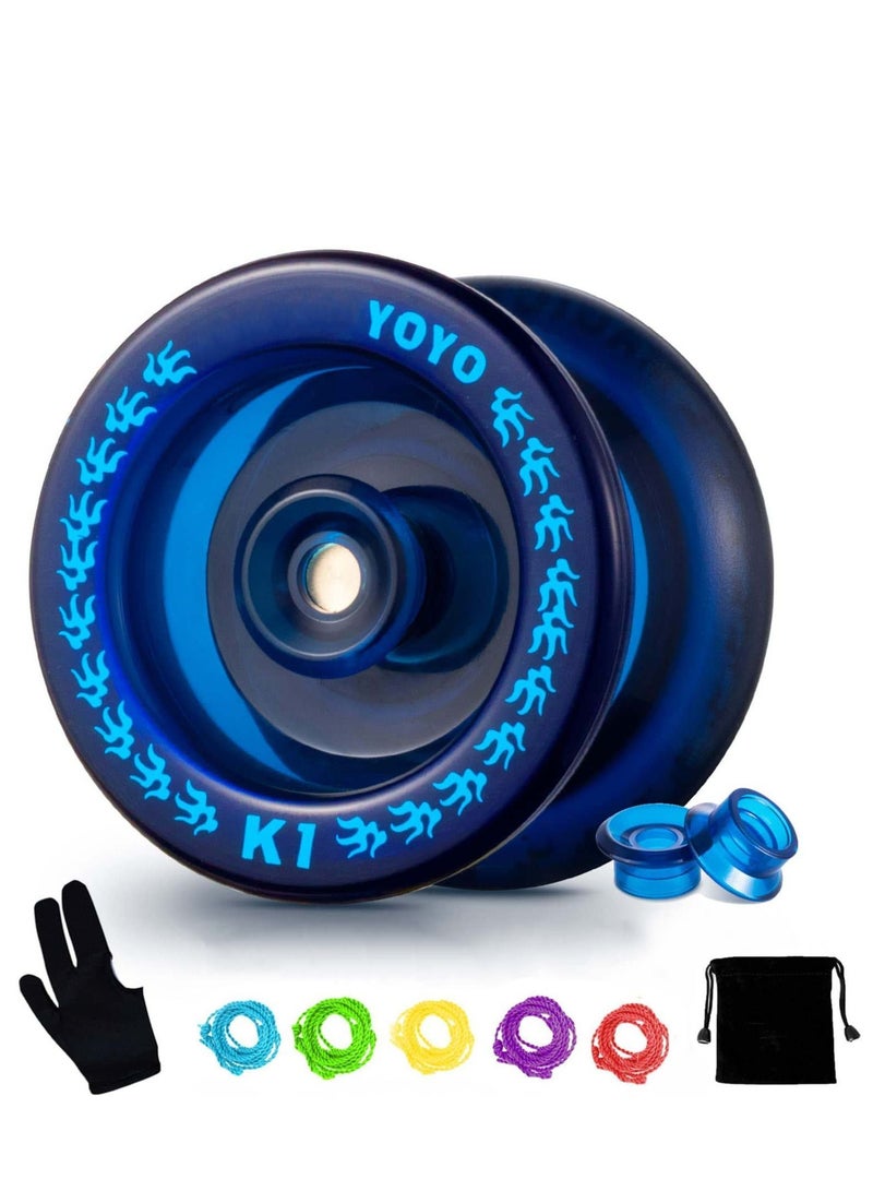 نيبمينينت Responsive YoYo K1-Plus with Yoyo Bag and 5 Strings Yo-Yo Glove Gift Blue - Image 1