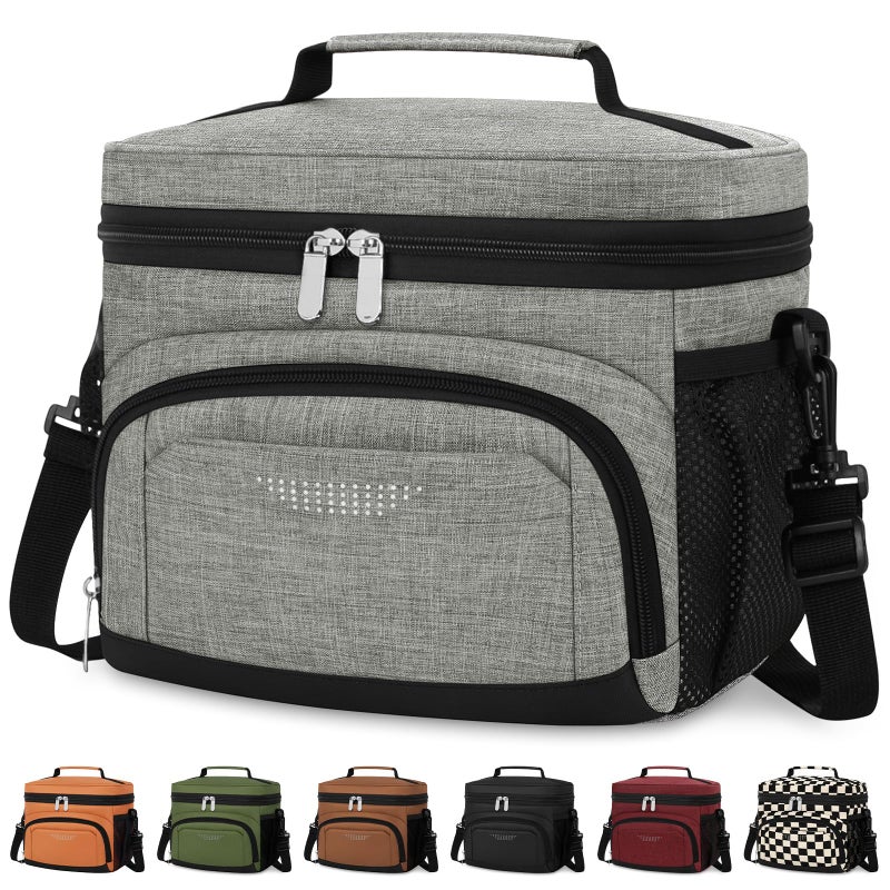 Vankor Insulated Lunch Bag for Men Women, Reusable Lunch Box Leakproof Cooler Lunch Tote Bag with Adjustable Shoulder Strap for Work Office Picnic Beach Travel, Cationic Light Grey - Image 1
