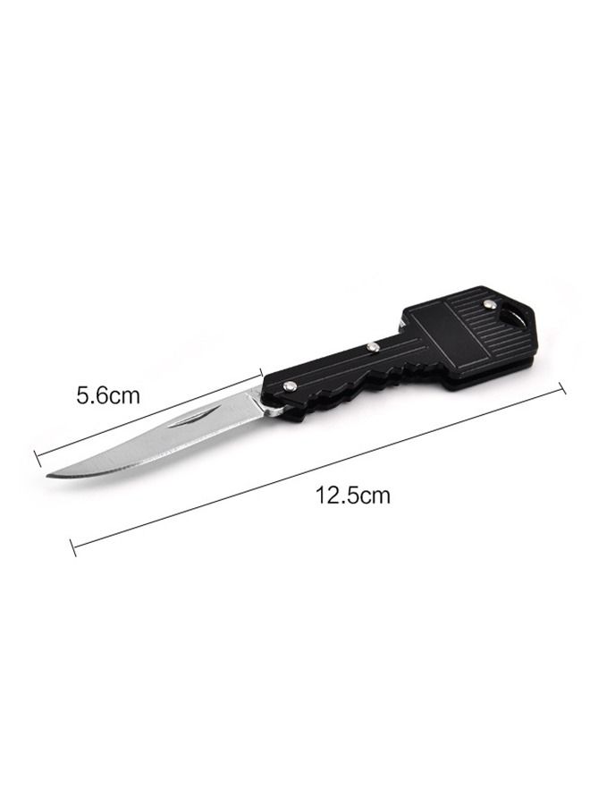 2-Piece Mini Key Small Folding Knife, Wild Survival Key Knife Fruit Knife Black/Silver  - Image 2