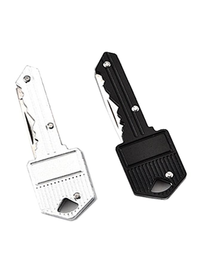 2-Piece Mini Key Small Folding Knife, Wild Survival Key Knife Fruit Knife Black/Silver  - Image 3