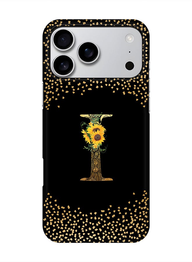 غطاء لهاتف آيفون 17 برو ماكس، [متوافق مع MagSafe] غطاء مغناطيسي نحيف الحماية غير اللامع، - مونوغرام زهور مخصص - I (أسود)