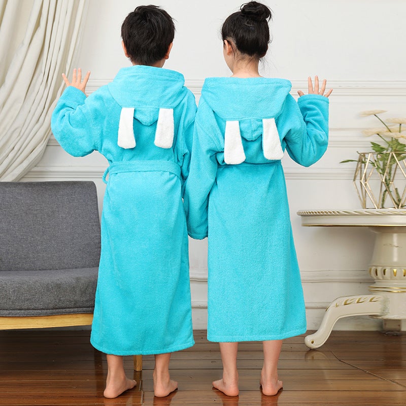 Children''s thick long bathrobe boys and girls hotel absorbent bathrobe hooded cartoon nightgown a generation of hair - Image 4