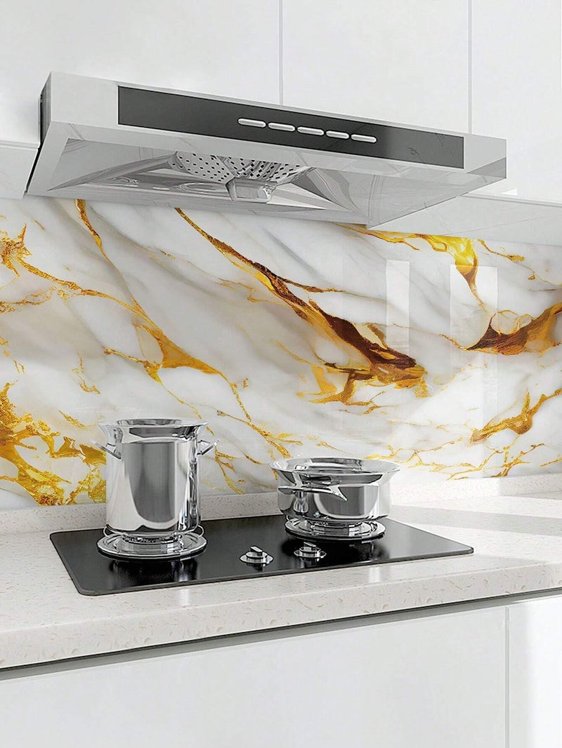 wall love Marble OilProof & Waterproof self-Adhesive Sheet Stickers Big Countertop Cabinet Furniture puja Room Kitchen,Home Sticker Wallpaper 60 x 200cm (New White Gold Wallpaper) - Image 5