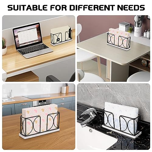 Winmien Napkin Holder with Marble Base, Guest Towel Paper Dispenser for Table, Modern Metal Napkin Stand, Ideal for All Bathroom Vanity, Kitchen Decor Accessories (Matte Black, 4 Inch) - Image 5