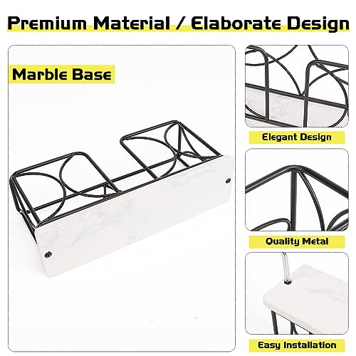 Winmien Napkin Holder with Marble Base, Guest Towel Paper Dispenser for Table, Modern Metal Napkin Stand, Ideal for All Bathroom Vanity, Kitchen Decor Accessories (Matte Black, 4 Inch) - Image 4