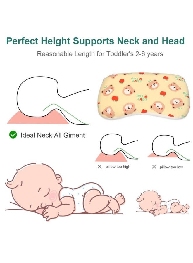BESTPEAK Soft Toddler Sleep Pillow - Breathable Small Pillow (14.5'' x 8.4'') with Removable Cover - Great for Travel and Nursery, Cute Bear Design - For Kids Ages 1-2  - Image 4
