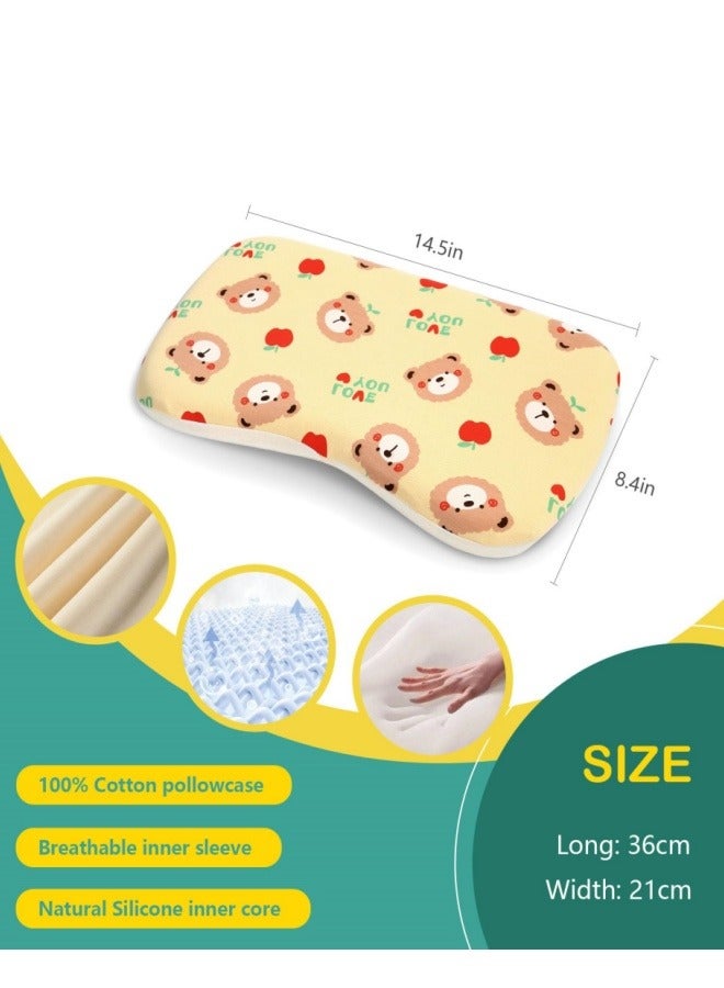 BESTPEAK Soft Toddler Sleep Pillow - Breathable Small Pillow (14.5'' x 8.4'') with Removable Cover - Great for Travel and Nursery, Cute Bear Design - For Kids Ages 1-2  - Image 5