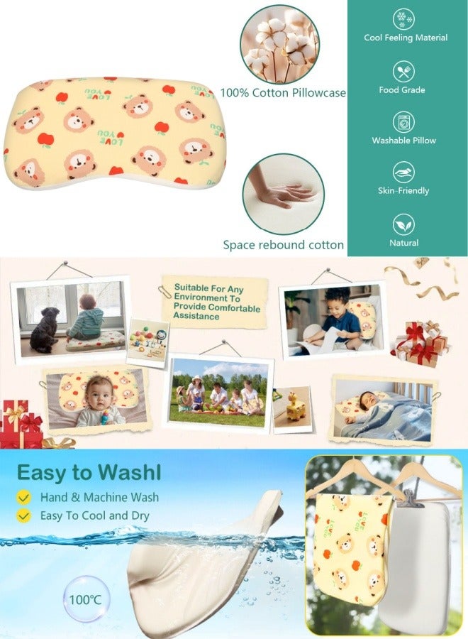 BESTPEAK Soft Toddler Sleep Pillow - Breathable Small Pillow  with Removable Cover - Great for Travel and Nursery  Cute Bear Design - For Kids Ages 1-3 - Image 1