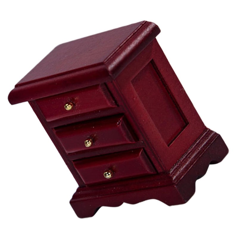 Beaupretty Red Miniature Bedside Cabinet Dollhouse Furniture Model DIY Micro Landscape - Image 2