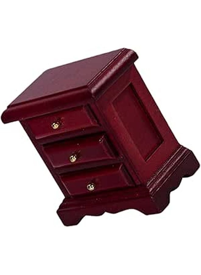 Beaupretty Red Miniature Bedside Cabinet Dollhouse Furniture Model DIY Micro Landscape - Image 1