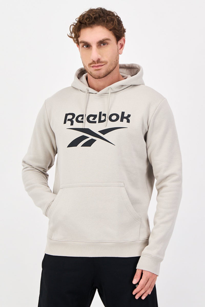 Reebok ملابس رياضية للرجال بأكمام طويلة مناسبة، هوديز خارجية، رمادي فاتح - Image 1