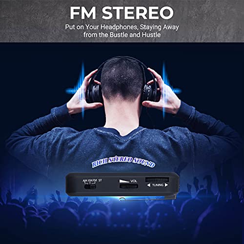 PRUNUS Pocket Radio Mini AM FM Stereo Radio Portable Battery Operated Radio, Includes Headphones, with Back Clip and Signal Indicator, Operated by AAA Batteries for Emergency,Walking,Running,J-985 by PRUNUS - Image 5