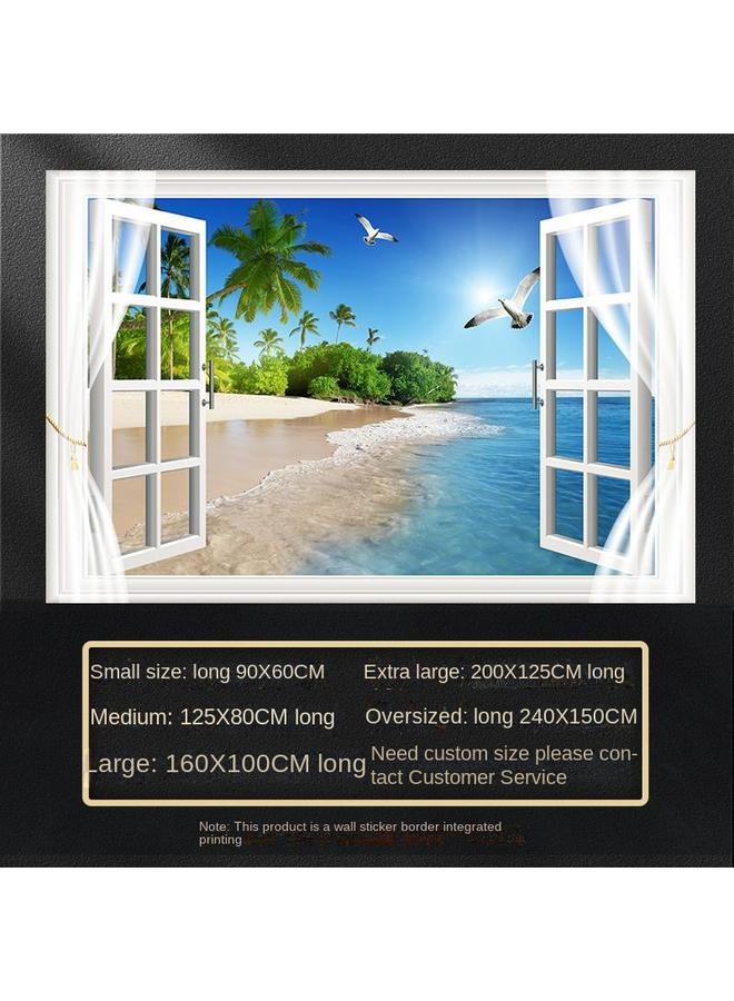 Bluejw Fake Window Self-adhesive 3D Wall Stickers Living Room Decorative Painting Bedroom Landscape Nature Waterproof Wall Stickers Wallpaper - Image 1