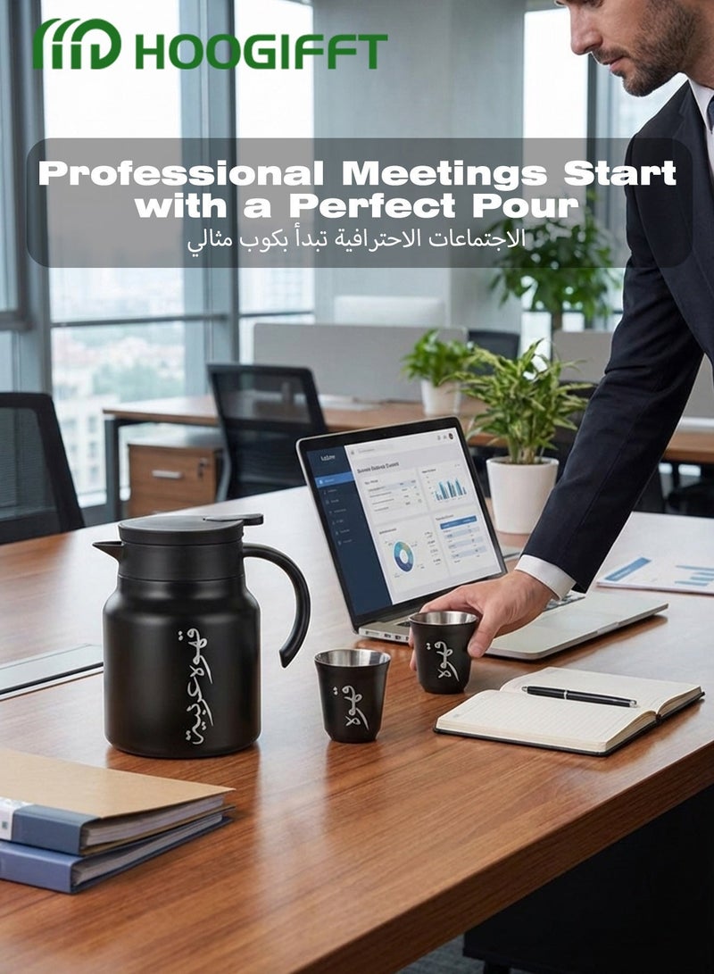 HOOGIFFT Arabic Coffee Pot & Cup Set: Full Travel Kit with 2 Vacuum Cups - Compact & Easy to Store - Image 3