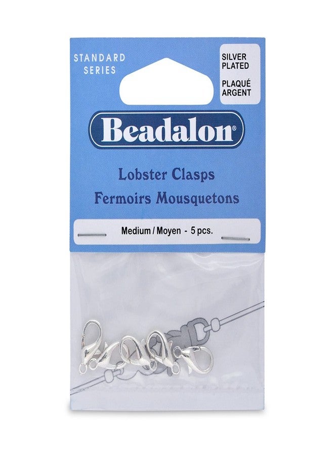 Beadalon 315B-005 Lobster Clasp Medium Nickel Free Silver, Plated, 5-Piece