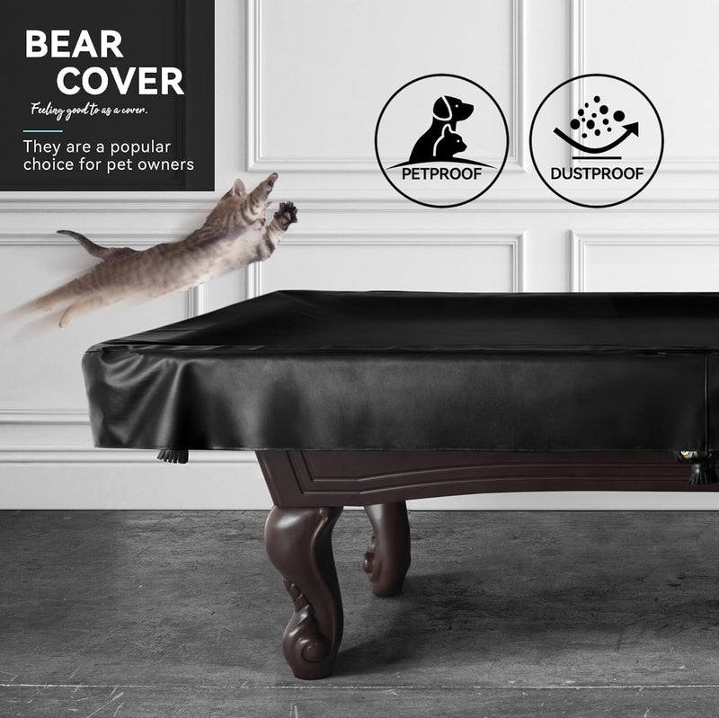 BEARCOVER Heavy Duty Leatherette Billiard Pool Table Cover, Waterproof & Tearproof Cover for Pool Table 7/8/9FT (Black/Faux Lambskin, 7FT-(92"LX 52"WX 8â€œH)) - Image 4