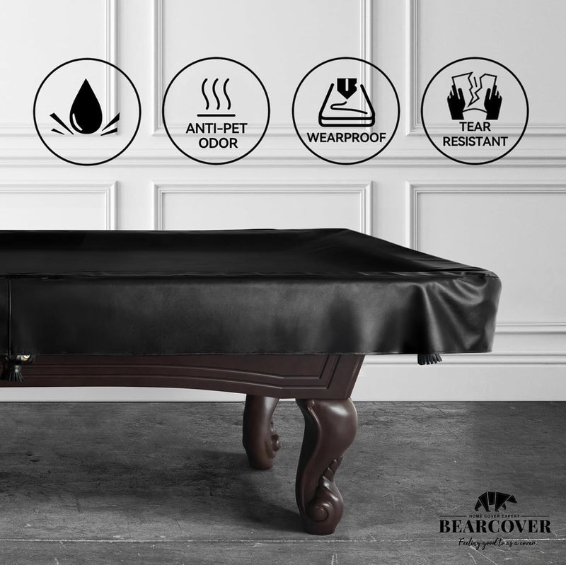 BEARCOVER Heavy Duty Leatherette Billiard Pool Table Cover, Waterproof & Tearproof Cover for Pool Table 7/8/9FT (Black/Faux Lambskin, 7FT-(92"LX 52"WX 8â€œH)) - Image 5