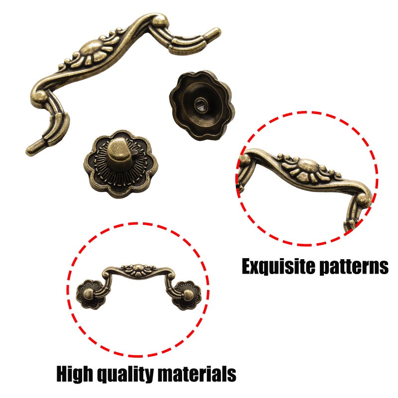 Adyoney 8 Pcs 3 Inch P01 Drop Drawer Handles Antique Brass(Gold) Cabinet Handle Drawer Pulls, with Mounting Screws, for Furniture Cupboard Wardrobe Kitchen Door - Image 4