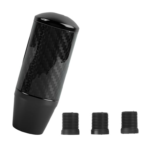 Tuxihapp Carbon Fiber Gear Stick Shift Knob Cool Buttonless Automatic Manual Car Shifter Knob Lever with 3 Threaded Adapters M8 M10 M12 Fits Most 456 Speed Manual Transmission Vehicles Black - Image 1