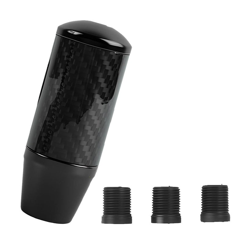 Tuxihapp Carbon Fiber Gear Stick Shift Knob Cool Buttonless Automatic Manual Car Shifter Knob Lever with 3 Threaded Adapters M8 M10 M12 Fits Most 456 Speed Manual Transmission Vehicles Black - Image 3