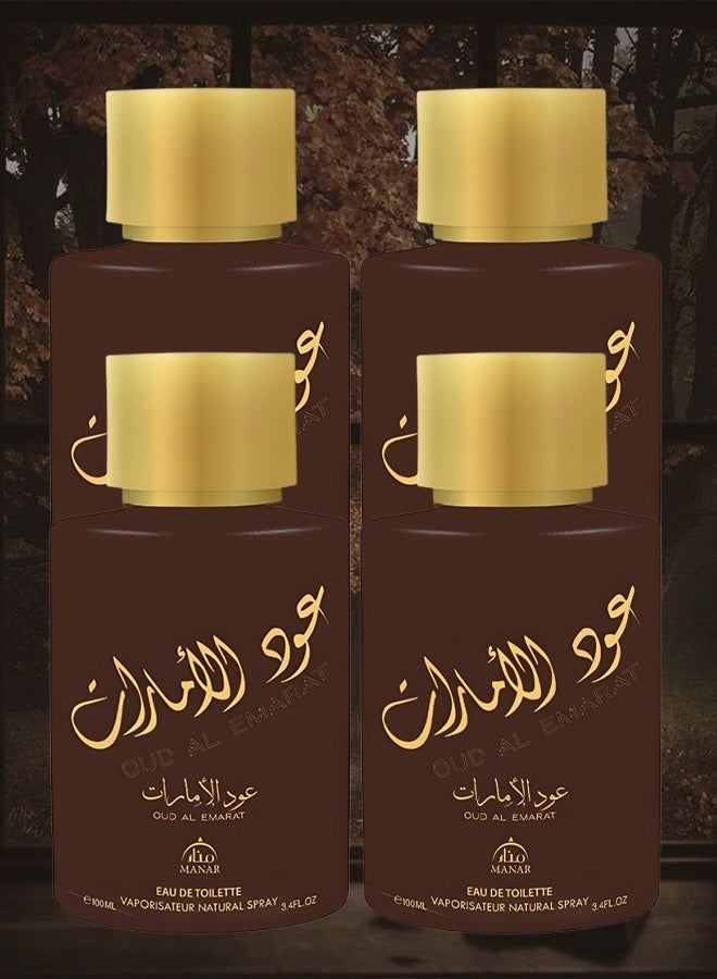 manar 4 Pieces Oud Al Emarat Perfume For Unisex 100ml EDT - Image 1