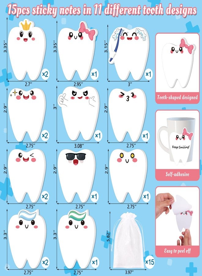 Seagoodbye 30Pcs Nurse Week Dental Assistant Appreciation Tooth-Shaped Sticky Notes and Ballpoint Pens Gifts, Dentist Post it Notepad for Employees Christmas Holiday Birthday Party Supplies - Image 4
