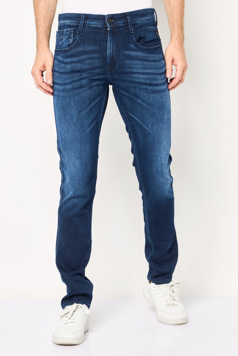 Replay Men Slim Fit Solid Stretchable Jeans, Blue - Image 1