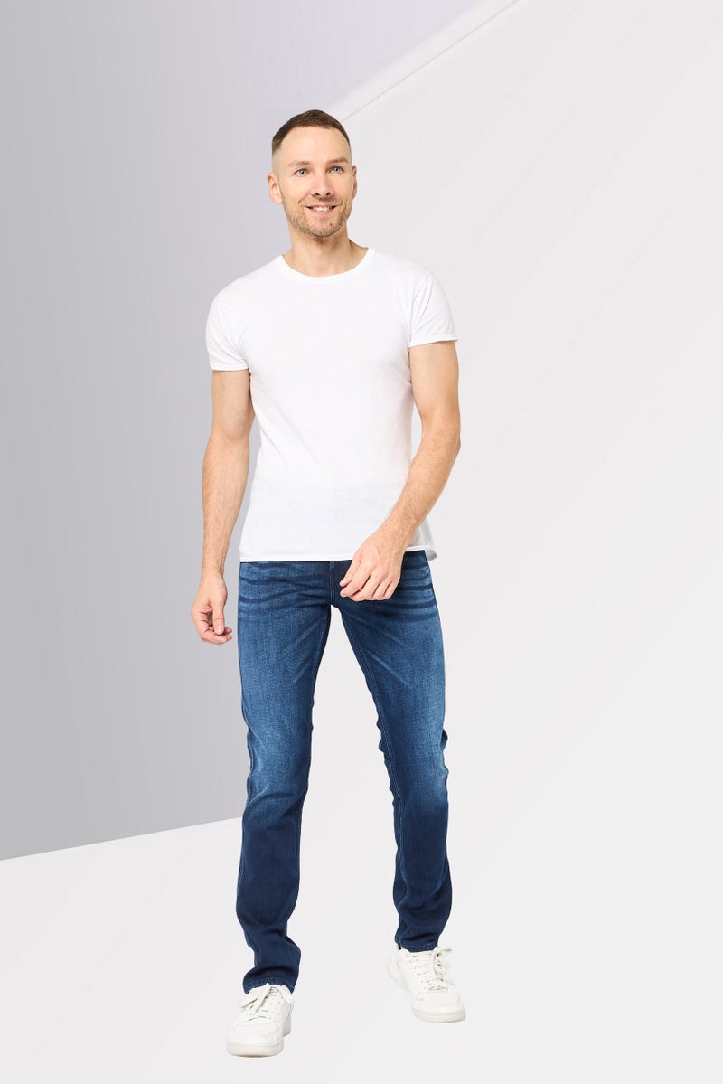 Replay Men Slim Fit Solid Stretchable Jeans, Blue - Image 2