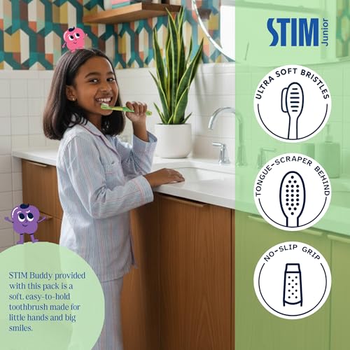 STIM Junior Kids Toothpaste | Age-Appropriate Fluoride | 3-10 Years | Mixed Berry Flavoured | SLS & Colour-Free Toothpaste | Enriched with Xylitol & Vitamin E | (Combo pack with toothbrush) (Pack of 2) - Image 5