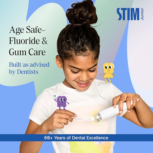 STIM Junior Kids Toothpaste | Age-Appropriate Fluoride | 3-10 Years | Mixed Berry Flavoured | SLS & Colour-Free Toothpaste | Enriched with Xylitol & Vitamin E | (Combo pack with toothbrush) (Pack of 2) - Image 2