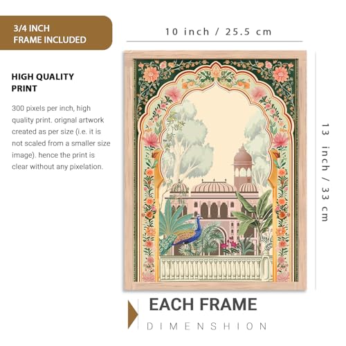 kotart Indian Traditional Art Wall Painting Madhubani Home Decoration With Frame For Living Room Bed Room Hotel Wall Decor Digital Reprint Engineered Wood Set of 3 (10 X 13 inch) - Image 2