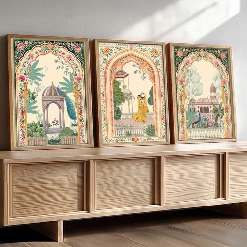 kotart Indian Traditional Art Wall Painting Madhubani Home Decoration With Frame For Living Room Bed Room Hotel Wall Decor Digital Reprint Engineered Wood Set of 3 (10 X 13 inch) - Image 1