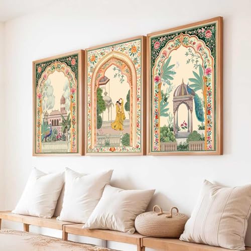 kotart Indian Traditional Art Wall Painting Madhubani Home Decoration With Frame For Living Room Bed Room Hotel Wall Decor Digital Reprint Engineered Wood Set of 3 (10 X 13 inch) - Image 3
