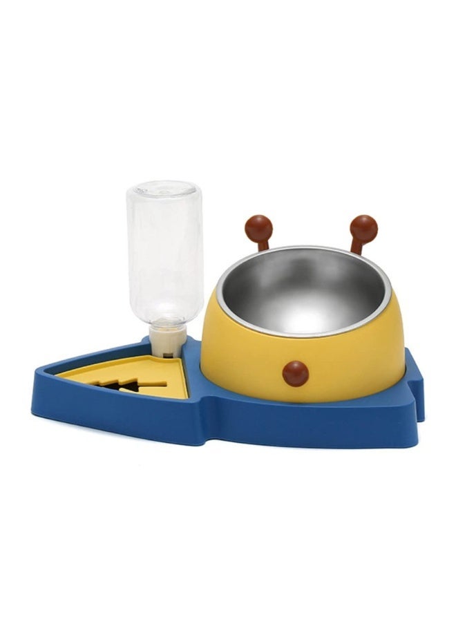 CozyPaws Cozy Paws 2-in-1 Pet Food and Water Dispenser (Automatic Gravity Water Bowl with Stainless Steel Feeding Bowl, 31.5 x 20 cm, Blue & Yellow, Easy Clean Pet Feeding Station for Cats & Small/Medium Dogs) - Image 1