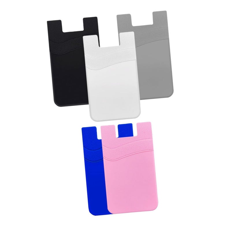 5 Pcs Adhesive Phone Card Holder Wallet For Credit Cards Cash Storage Black - Image 2