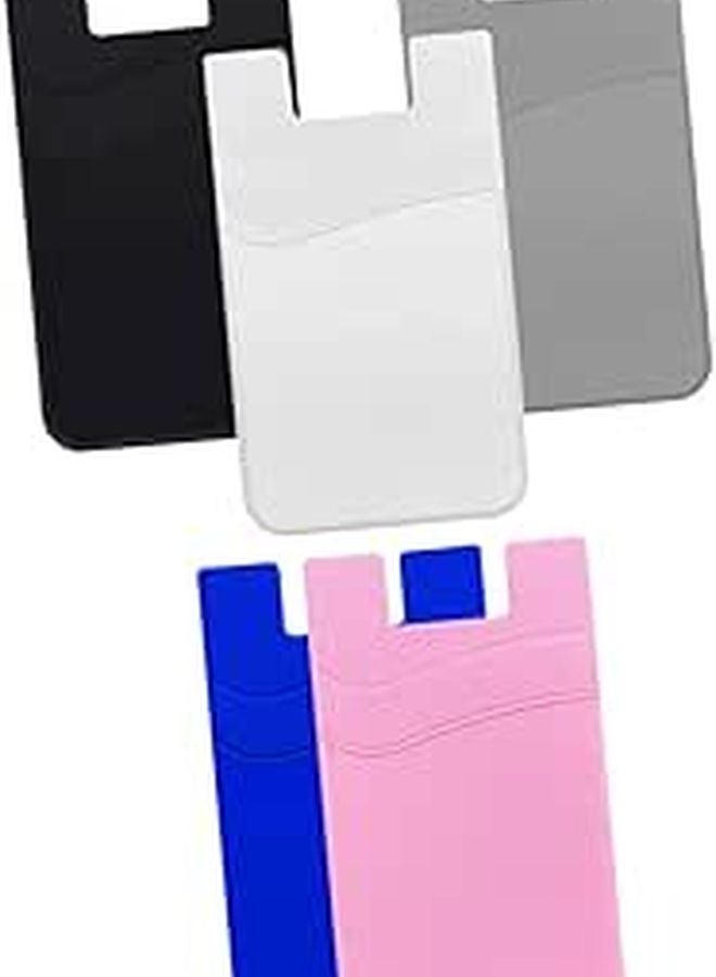 5 Pcs Adhesive Phone Card Holder Wallet For Credit Cards Cash Storage Black - Image 1