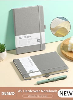 DUNISO Lined Journal Notebooks, A5 200 Pages Hardcover Journal Notebooks with Ribbon Bookmark and Pen Loop, Classic Transverse Line Notepad for Women Men Travel Business Work Office  - Image 1