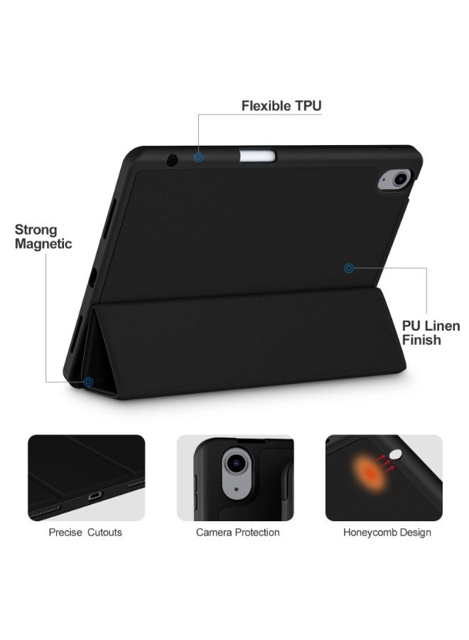 for iPad Air 2025 7th M3 11-Inch Case Cover, Auto Wake/Sleep, Comfortable Skin Touch, Slim Trifold Stand Protective Cover with Soft TPU Back, Black - Image 2