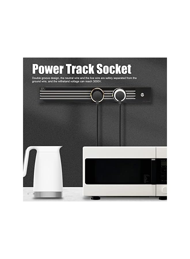 PROMASS promass 250VAC 8000W 32A Power Track Socket Wall Mounted Sliding Rail Movable Power Strip 3 Adapters for Home Office(3 Universal Adapters)  - Image 3