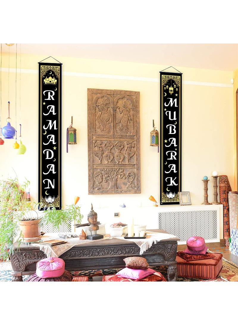 general 1 Pair Ramadan Mubarak couplet themed festival party porch curtain flag hanging Home Decor Door Curtain 180x30cm - Image 1