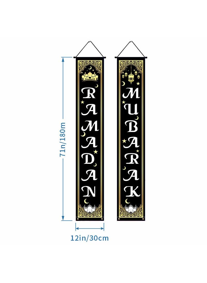 general 1 Pair Ramadan Mubarak couplet themed festival party porch curtain flag hanging Home Decor Door Curtain 180x30cm - Image 2