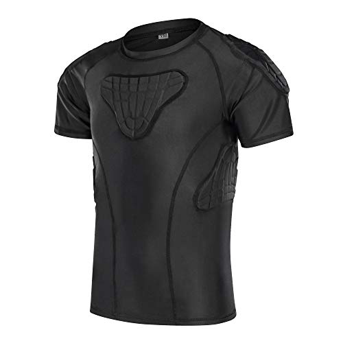 TUOYR Padded Shirt Youth Boys Padded Compression Sports Protective T-Shirt Kids Rib Chest Guard for Football Baseball Basketball - Image 1