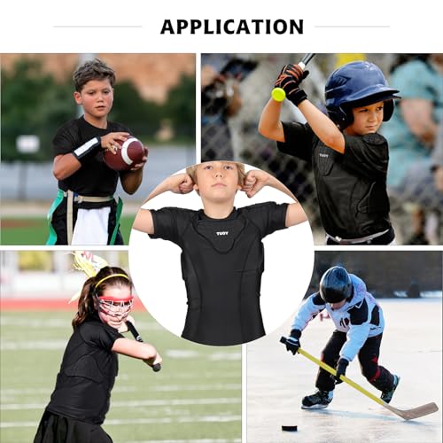 TUOYR Padded Shirt Youth Boys Padded Compression Sports Protective T-Shirt Kids Rib Chest Guard for Football Baseball Basketball - Image 2